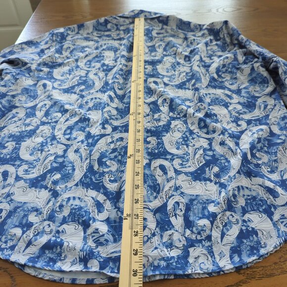 Society of Threads Mens Slim Fit Blue White Paisley Button-Down Shirt Size XL - Picture 16 of 16